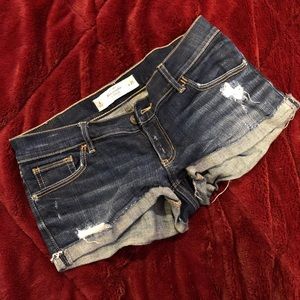 Distressed denim shorts